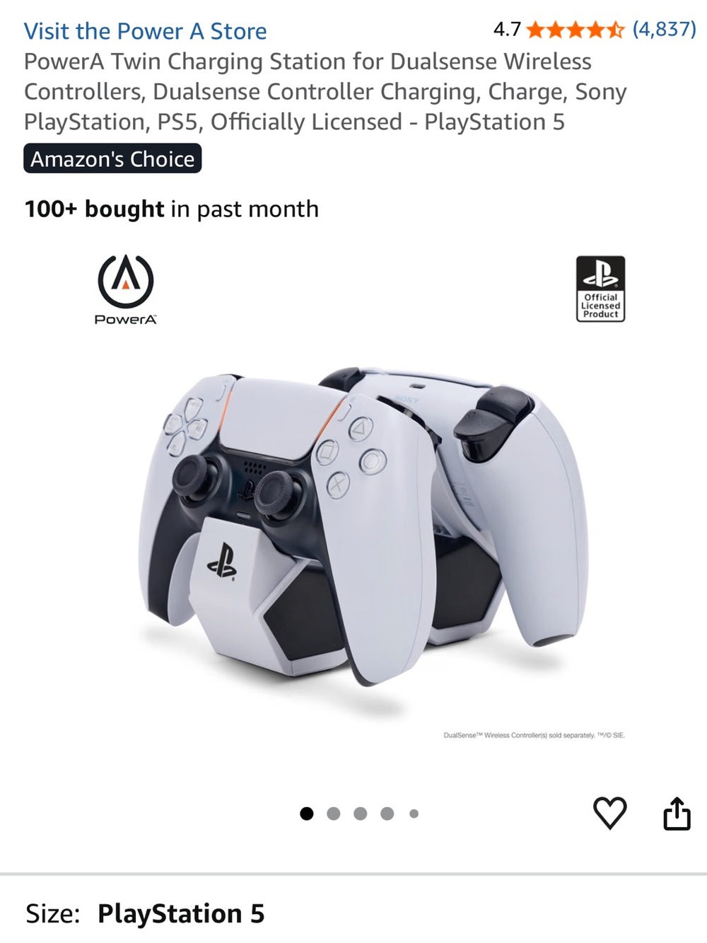 Sony Twin Charging Station for PS5 Controllers - White and Black